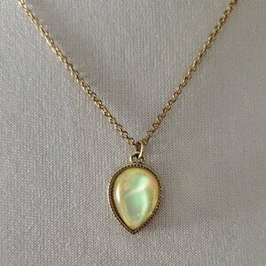 Dainty Gold Necklace with Oval Pendant